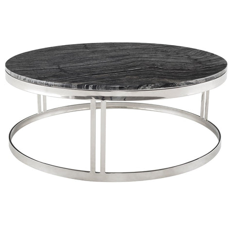 Nicola Coffee Table -Black Wood Marble  / Stainless Steel
