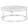 Nicola Coffee Table -White Marble / Stainless Steel