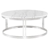 Nicola Coffee Table -White Marble / Stainless Steel