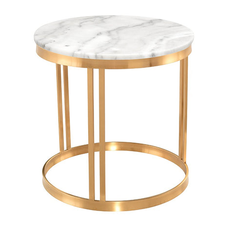 Nicola Side Table - White Marble / Gold