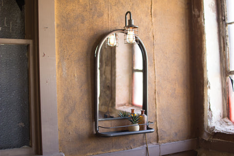 Wall mirror with shelf & light