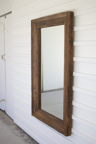Recycled rectangle wood framed mirror